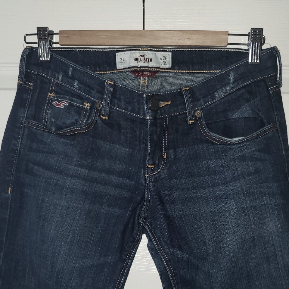 Hollister Social Stretch Indigo Denim Flare Jeans Size 3 Long  26